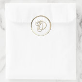 Gold Initiaal Monogram D Script Ronde Sticker (Tas)