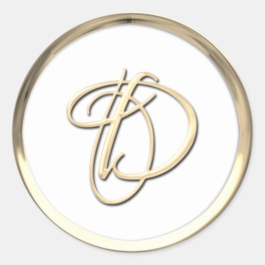 Gold Initiaal Monogram D Script Ronde Sticker (Voorkant)