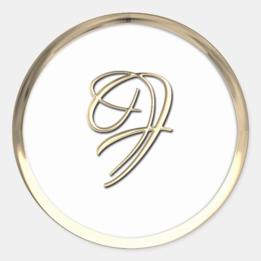 Gold Initiaal Monogram F Script Alle kleuren Ronde Sticker (Voorkant)