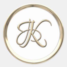 Gold Initiaal monogram K script om het even welke  Ronde Sticker