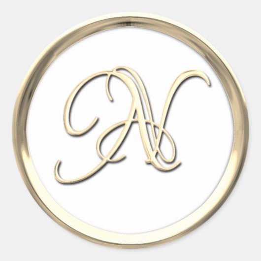 Gold Initiaal Monogram N Manuscript Enige Kleur Ronde Sticker (Voorkant)