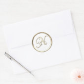 Gold Initiaal Monogram N Manuscript Enige Kleur Ronde Sticker (Envelop)