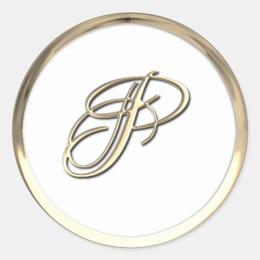 Gold Initiaal Monogram P Manuscript Enige Kleur Ronde Sticker (Voorkant)
