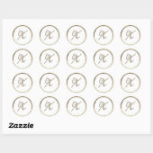 Gold Initiaal Monogram X Manuscript Enige Kleur Ronde Sticker (Vel)