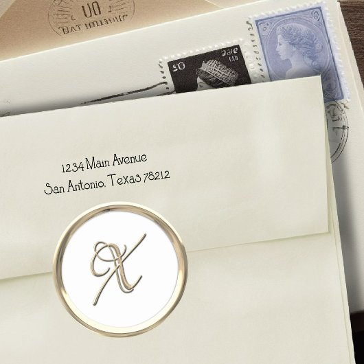 Gold Initiaal Monogram X Manuscript Enige Kleur Ronde Sticker