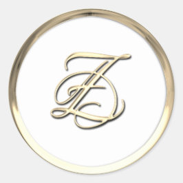 Gold Initiaal Monogram Z Manuscript Enige Kleur Ronde Sticker
