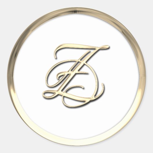 Gold Initiaal Monogram Z Manuscript Enige Kleur Ronde Sticker (Voorkant)