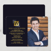Gold Initiaal Photo Invitation Kaart (Voorkant / Achterkant)
