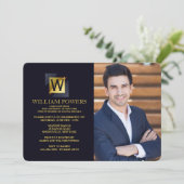 Gold Initiaal Photo Invitation Kaart (Staand voorkant)