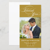 GOLD INITIAAL SCRIPT BRUILOFT BEDANKT FOTOKAART (Voorkant / Achterkant)