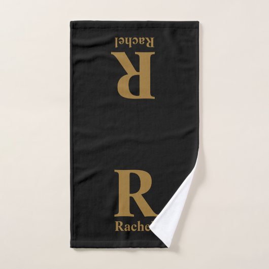 Gold Initiaal/voornaam/familienaam op zwart Bad Handdoek (Handdoek)