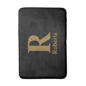 Gold Initiaal/voornaam/familienaam op zwart Badmat (Voorkant Verticaal)