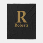 Gold Initiaal/voornaam/familienaam op zwart Fleece Deken (Voorkant)