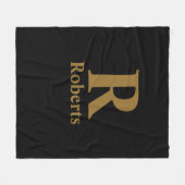 Gold Initiaal/voornaam/familienaam op zwart Fleece Deken (Voorkant (Horizontaal))