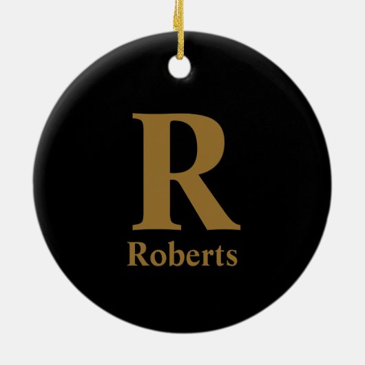 Gold Initiaal/voornaam/familienaam op zwart Keramisch Ornament (Achterkant)
