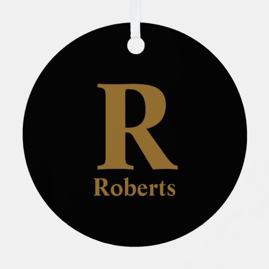 Gold Initiaal/voornaam/familienaam op zwart Metalen Ornament (Achterkant)