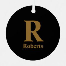 Gold Initiaal/voornaam/familienaam op zwart Metalen Ornament