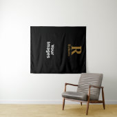 Gold Initiaal/voornaam/familienaam op zwart Wandkleed (In Situ (horizontaal))