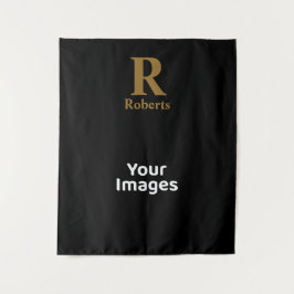 Gold Initiaal/voornaam/familienaam op zwart Wandkleed