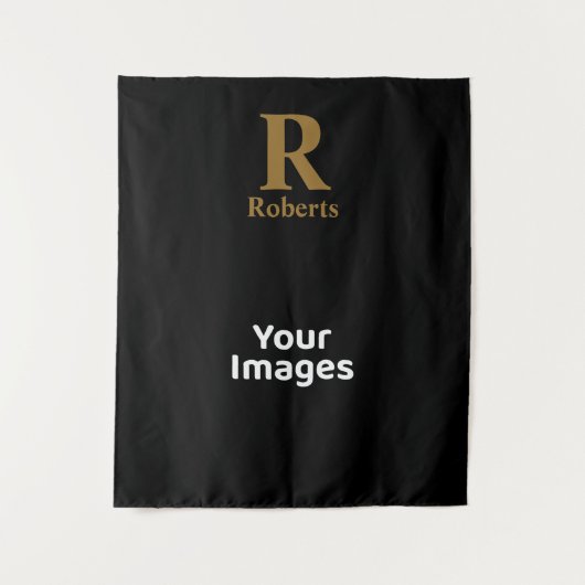 Gold Initiaal/voornaam/familienaam op zwart Wandkleed (Voorkant)