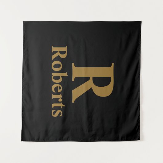 Gold Initiaal/voornaam/familienaam op zwart Wandkleed (Voorkant (horizontaal))