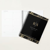 Gold Initialen, naam, zwart & goudmarmer, zwart Planner (Display)