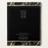 Gold Initialen, naam, zwart & goudmarmer, zwart Planner (Achterkant)