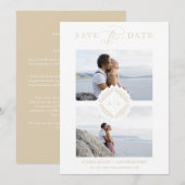 Gold Initials Chic Ornament Sophisticated Wedding Save The Date (Voorkant / Achterkant)