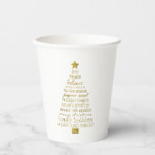 Gold Inspirational Christmas Tree Peace Joy Papieren Bekers (Voorkant)