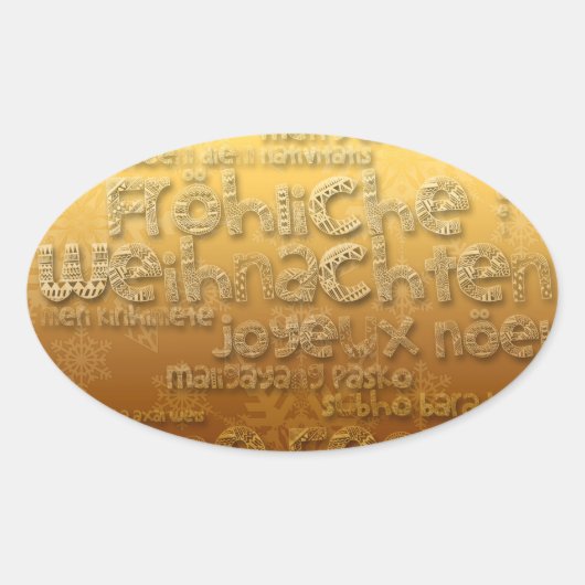 Gold International Weihnachten Navidad O Sticker (Voorkant)