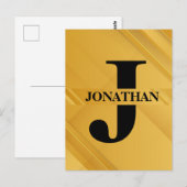 Gold Intersecting Initial Letter Name Typography Briefkaart (Voorkant / Achterkant)