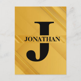 Gold Intersecting Initial Letter Name Typography Briefkaart