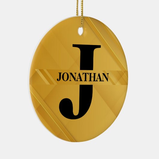 Gold Intersecting Initial Letter Name Typography Keramisch Ornament (Rechts)