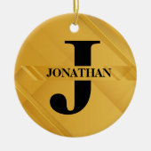 Gold Intersecting Initial Letter Name Typography Keramisch Ornament (Voorkant)