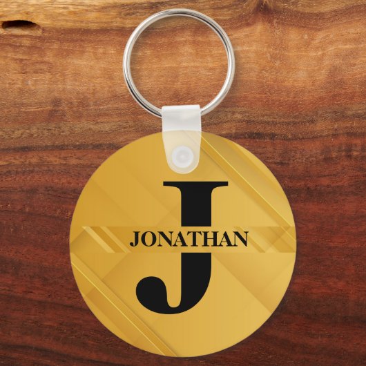 Gold Intersecting Initial Letter Name Typography Sleutelhanger (Voorkant)