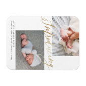 Gold Introduction Multi Photo Birth Announcement Magneet (Horizontaal)