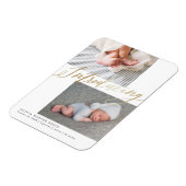 Gold Introduction Multi Photo Birth Announcement Magneet (Linkerzijde)