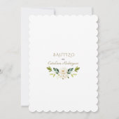 Gold Invitacion De Bautizo Con Flores Baptisme Kaart (Achterkant)