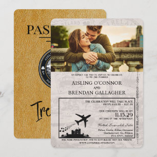 Gold Ireland Passport Wedding Invitation Kaart
