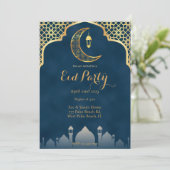 Gold Islamic Art Moon Eid Party - Uitnodiging tot  (Staand voorkant)