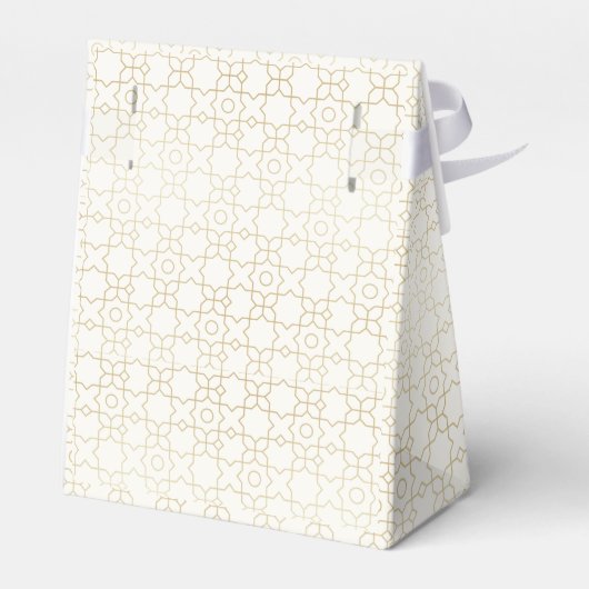 Gold & Ivory Art Deco Pattern with Bow Wedding Bedankdoosjes (Achterkant)