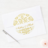 Gold Ivory Bride Groom Damask Wedding Sticker (Envelop)