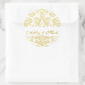 Gold Ivory Bride Groom Damask Wedding Sticker (Tas)