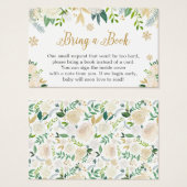 Gold Ivory Floral Baby shower Boek Aanvraag Kaart (Voorkant /achterkant)