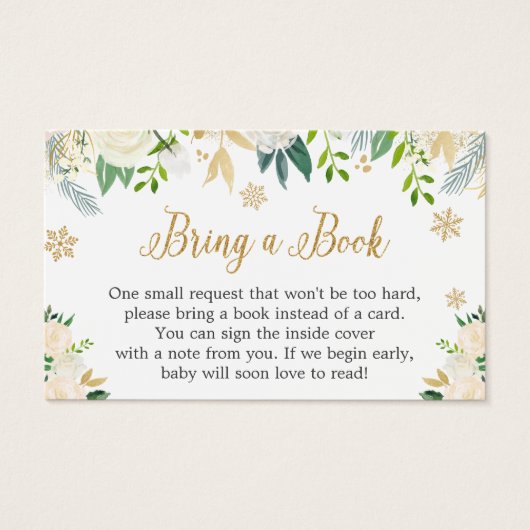 Gold Ivory Floral Baby shower Boek Aanvraag Kaart (Voorkant)