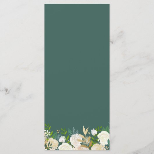 Gold Ivory Green Floral Wedding Menu Kaart (Achterkant)