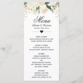 Gold Ivory Green Floral Wedding Menu Kaart (Voorkant)