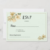 Gold ivory mint green white lily flower RSVP Kaart (Voorkant)