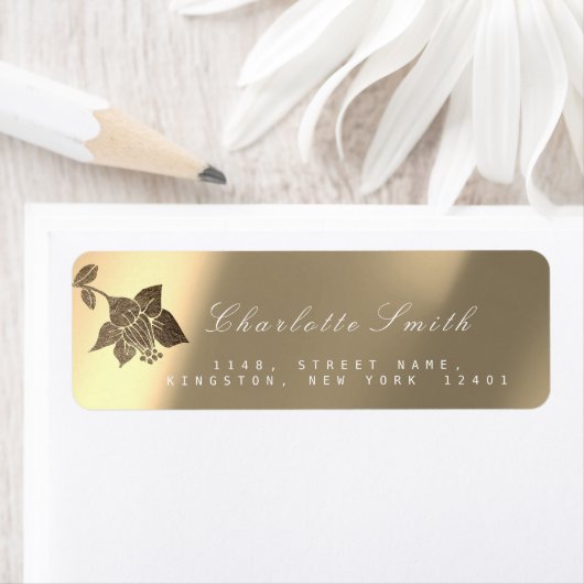 Gold Ivory Sepia Parelachtige Lelie Zwart retourad Etiket (Insitu)