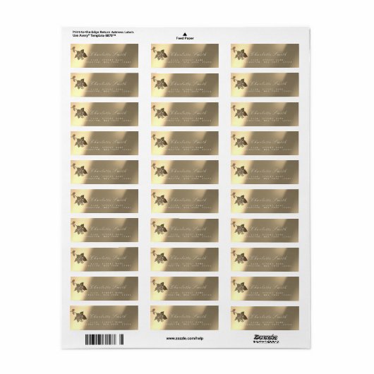 Gold Ivory Sepia Parelachtige Lelie Zwart retourad Etiket (Full Sheet)